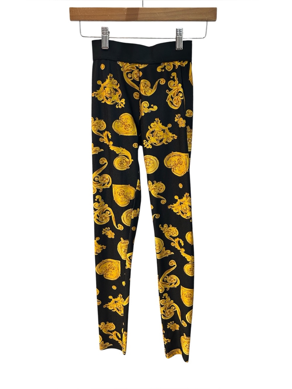 Y2K Gianni Versace Gold Baroque Print Leggings